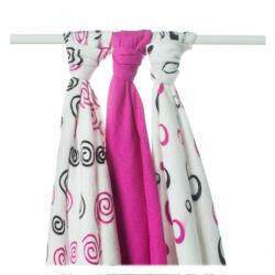 XKKO BMB Bambusz pelenka Spirals&Bubbles 70x70 - Magenta MIX (3db)