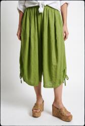 Shopika Pantaloni 3 4 marimi mari din in si vascoza cu croi balon, verde olive Talie unica