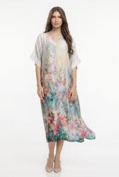 SHOPIKA Rochie lunga oversize din vascoza cu imprimeu acuarela si croi lejer, bej Talie unica