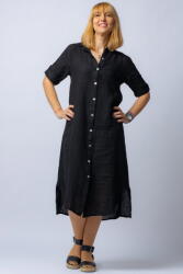 SHOPIKA Rochie midi neagra, tip camasa, din in Talie unica