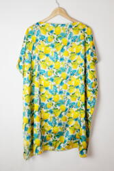 SHOPIKA Rochie de plaja tip poncho din matase cu imprimeu mediteranean cu lamai si fluturi Talie unica