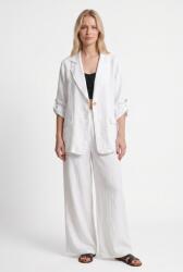 Shopika Compleu din in alb, sacou lejer si pantaloni largi, stil minimalist elegant Talie unica