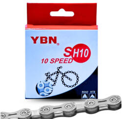  kerékpár lánc 1/2 x 11/128 IB-SH10-S 10 seb. 116 tagú. Kompatibilitás: Shimano, Campagnolo és SRAM. Szín: ezüst-szürke. YBN