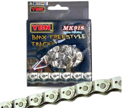  kerékpár lánc 1/2 x 1/8 BMX MK918-S2 Egysebességes, Szakítószilárdság: 1300 kgf. 102 tagú, Szín: ezüst YBN