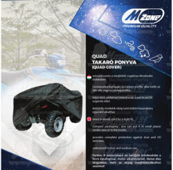  takaróponyva quad, vízálló, poliészter zsínóros varrással Méret: L 220x125x85 cm fekete MZONE