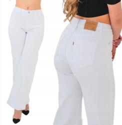  Széles női nadrág fehér farmer Wide Leg elasztikus magas derekú M