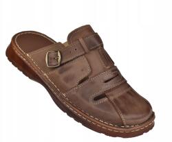  Férfi bőr flip-flop papucs Lengyel valódi bőr KLS-026 cbr 45-ös méret (skóra KLS-023g br)