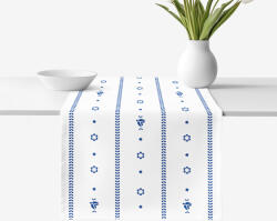 Goldea napron de masă 100% bumbac - folclor alb 35x180 cm Fata de masa
