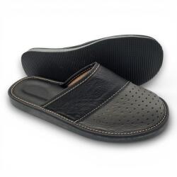 Nowo Férfi bőr flip-flop papucs fekete profilozott 43-as (M-2051 B)