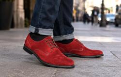 Ciucaleti Pantofi barbati smart casual din piele naturala intoarsa Rosu Grena GKR103RVEL, marimea 43