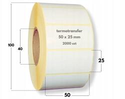  50x25 mm fehér címkék 2000 db termál transzfer címke matricák 50/25 akril ragasztó (epap-50-25-2000-40-akr-pb)