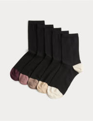 Marks & Spencer 5 броя супермеки чорапи до глезена с цветни блокове Marks & Spencer черна Marks & Spencer | Cheren | ЖЕНИ | 3-5