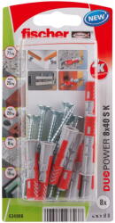 Fischer DUOPOWER dübel 8 x 40 S K NV - csavarral, bliszteres, 8 db/csomag (534998) - metacsavar