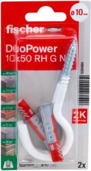 Fischer DuoPower kétkomponensű nylon dübel 10 x 50 RH G N - körkampóval, nylon bevonattal, bliszteres, 2 db/csomag (535484) - metacsavar