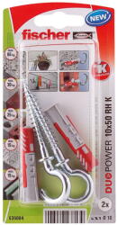 Fischer DUOPOWER dübel 10 x 50 RH K NV - körkampóval, bliszteres, 2 db/csomag (535004)