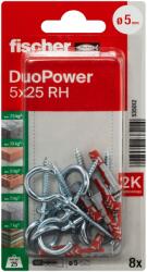 Fischer DuoPower kétkomponensű nylon dübel 5 x 25 RH K - körkampóval, bliszteres, 8 db/csomag (535012) - metacsavar