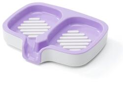 Flippy Savonieră Dublă, Flippy, cu Sistem de Scurgere a Apei, din ABS, pentru 2 Săpunuri, Design Ventilat pentru Uscare Rapidă, 14.5 x 18 x 3 cm, Mov/Alb (164465)
