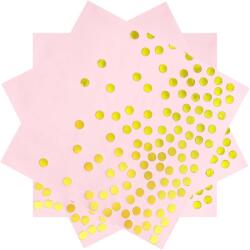 Flippy Set 20 de Servetele de Masa, Flippy, Imprimeu cu Buline Aurii, din Hartie, 17 x 17 cm, Roz (130455)