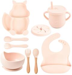 Flippy Set 10 piese diversificare bebelusi si copii din silicon Flippy, baveta, farfurie compartimentata cu ventuza, bol cu ventuza, tacamuri din lemn si (125648) Bavata