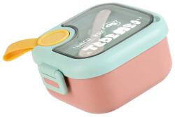 Flippy Caserola pentru copii Flippy, lunch box, 750 ml, doua boluri, lingura, foarfeca din plastic, rezistenta la scurgeri, Roz (125015)