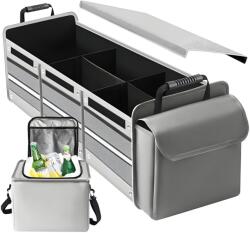 Flippy Organizator Auto pentru Portbagaj, Flippy, Model Pliabil, din Panza, cu Geanta Termoizolanta Detasabila, 3 Compartimente, Curele Ajustabile, 90 x 35 x 30 cm, Gri (165286)