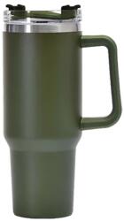 Flippy Cana Termos din Plastic, Flippy, pentru Bauturi Calde si Reci, cu Maner, 9.9x9.9x27 cm, Verde Army (131374)