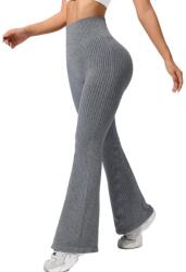 Flippy Pantaloni Sport de Dama, Flippy, pentru Yoga, Talie Inalta, Evazati, Tricotati, Gri Deschis, Marime M (164231)