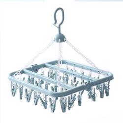 Flippy Uscator de rufe Flippy, 32 de cleme, Plastic, Pliabil, rotire 360 grade, 32x32 cm, Albastru (125269)