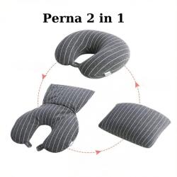 Flippy Perna de calatorie, Flippy , 2 in 1, cu Particule de Spuma cu Memorie, Gri (125869)