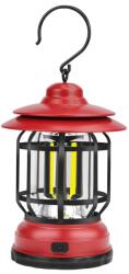 Flippy Portable camping light, vintage lantern with hook, ABS, 21 COB LED lighting, adjustable intensity, 5W, reversible, red rechargeable (124101)