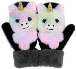 Flippy Manusi pentru Copii, Flippy, din Plus cu Umplutura de Bumbac, Protectie Termica, 24 x 20 x 3 cm, Model Unicorn 3D, Roz/Negru (126468)