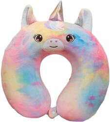 Flippy Perna de Calatorie in Forma de U, Flippy, Pentru Gat si Cap, Umplutura din Spuma cu Memorie, 30x30 cm, Model Unicorn, Accesoriu de Voiaj, Birou, Masina, Sistem Prindere Capse, Multicolor (133482)