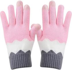 Flippy Manusi de Dama, Flippy, Model Ondulat, Functie Touchscreen (ecran tactil), Material Acril Tricotat, Manseta Elastica, Interior Catifelat, Marime Universala, Roz/Gri (130841)