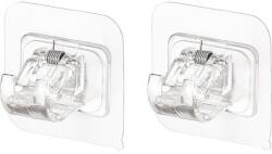 Flippy Set 2 Carlige Adezive Transparente, Flippy, Rezistente la Apa, 5 kg, Plastic, 6x6x4 cm (126483)
