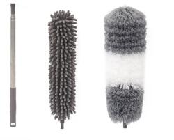 Flippy Mop din Microfibra pentru Curatenie, Flippy, Set 2 Capete Detasabil, Mop din Microfibra, Pamatuf pentru Praf, Maner Extensibil, EVA, Impachetate in Sac cu Fermoar, Gri (133193)