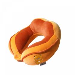 Flippy Perna de Calatorie, Flippy, Pentru Gat si Cap, Umplutura din Bumbac, 28x28x10 cm, cu Model Brodat Urs, Portocaliu (125862)