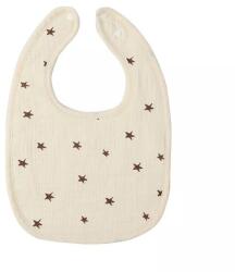 Flippy Baveta in Forma de U, Flippy, din Bumbac, pentru Copii 0-12 Luni, Rezistenta la Apa, cu Capse, Model cu Stelute, 21x30 cm, Crem (133875) Bavata