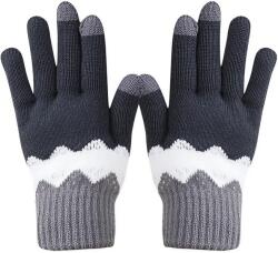 Flippy Manusi de Dama, Flippy, Model Ondulat, Functie Touchscreen (ecran tactil), Material Acril Tricotat, Manseta Elastica, Interior Catifelat, Marime Universala, Gri/Alb (130840)