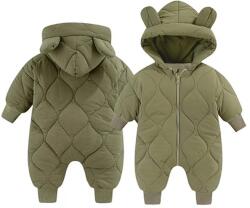 Flippy Combinezon de Iarna, Flippy, pentru Bebelusi, din Bumbac, cu Urechi, Mansete Elastice, Unisex, 66 cm, Verde (131876)