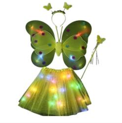 Flippy Costum Fluturas cu Aripi Modelabile Luminoase pentru Copii, Flippy, Aripi 46 x 38 cm, Fusta din Tul cu Lumini 48 x 33 cm, Bagheta si Bentita, 4 Piese, Pentru Halloween, Roleplay, Craciun, Carnaval, Pa Costum bal mascat copii