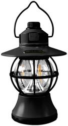 Flippy Lampă de camping retro portabilă, Felinar Vintage LED ABS, Acumulator inclus 1200 mAh, reincarcabila, 20 cm inaltime, 3 moduri de iluminare, intensitate reglabila, Lampa portabila pentru cort în aer l