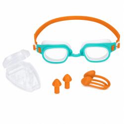 Flippy Set complet pentru inot cu ochelari, dopuri de urechi si clema de nas din silicon, lentile anti-ceata si cutie de depozitare incluse. , Flippy, Model pentru Copii 7-14 Ani, Multicolor (BW26034)