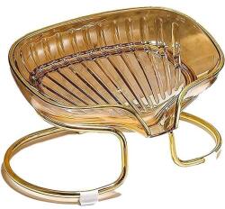 Flippy Savonieră cu Suport, Flippy, Sistem de Scurgere a Apei, Design Elegant cu Margine Aurie, Suport Metalic Inclus, 14 x 8.5 x 9 cm, Auriu (164473)