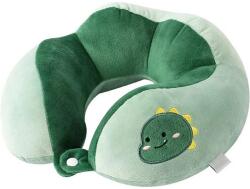 Flippy Perna de Calatorie, Flippy, Pentru Gat si Cap, Umplutura din Bumbac, 28x28x10 cm, cu Model Brodat Dinozaur, Verde (125863)