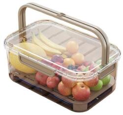 Flippy Cutie de Depozitare Portabila, Flippy, cu Separator pentru Gheata si Scurgere, Mentine Rece, Caserola Pranz, 25x16.5x11.5 cm, Gri/Transparent (131677)