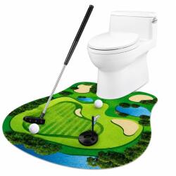 Flippy Covoras de Baie, Flippy, Model Teren de Golf, Interactiv, +14 Ani, din PVC, 80 x 69 cm, Verde (137277) Covor baie