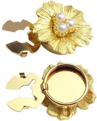 Flippy Accesoriu pentru Nasturi, Flippy, Model Floare cu Perle, din Metal, 2.5 x 1.7 cm, Auriu (164823) Buton camasa