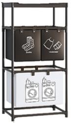 Flippy Cos de Rufe, Flippy, 3 Rafturi, 3 Cosuri, Cadru de Otel Inoxidabil, 123x28x57 cm, Negru (134522)