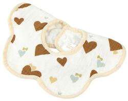 Flippy Baveta Tip Floare, Flippy, din Bumbac, pentru Copii 0-12 Luni, Rezistenta la apa, cu Capse, Model cu Inimioare, 26 x 29 cm, Maro (133890) Bavata