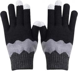 Flippy Manusi de Dama, Flippy, Model Ondulat, Functie Touchscreen (ecran tactil), Material Acril Tricotat, Manseta Elastica, Interior Catifelat, Marime Universala, Negru/Gri (130839)